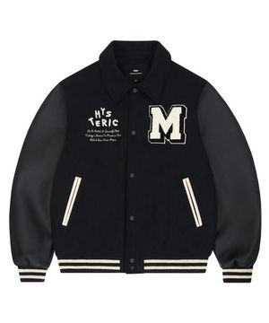 울 카라 바시티 자켓 - 블랙