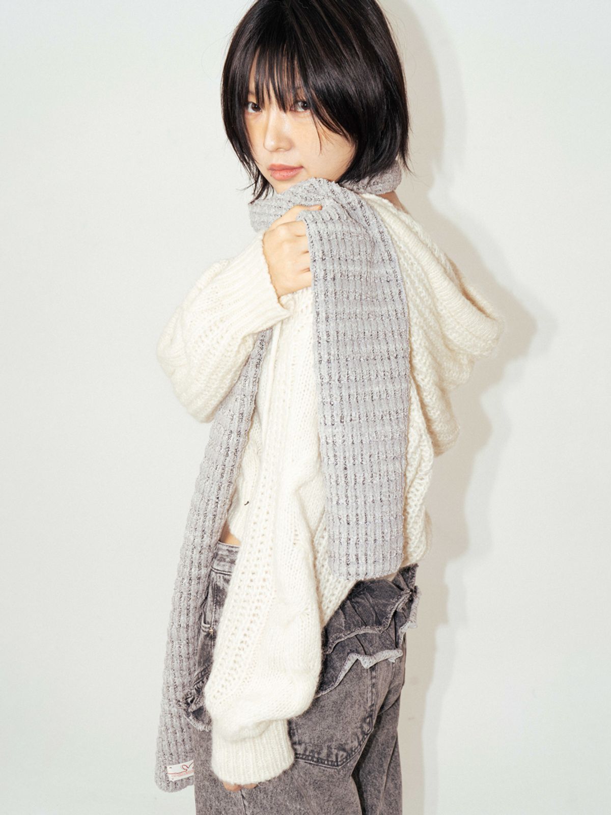 무음(MUWM) 부클 스트라이프 머플러 Boucle Stripe Muffler (2colors)