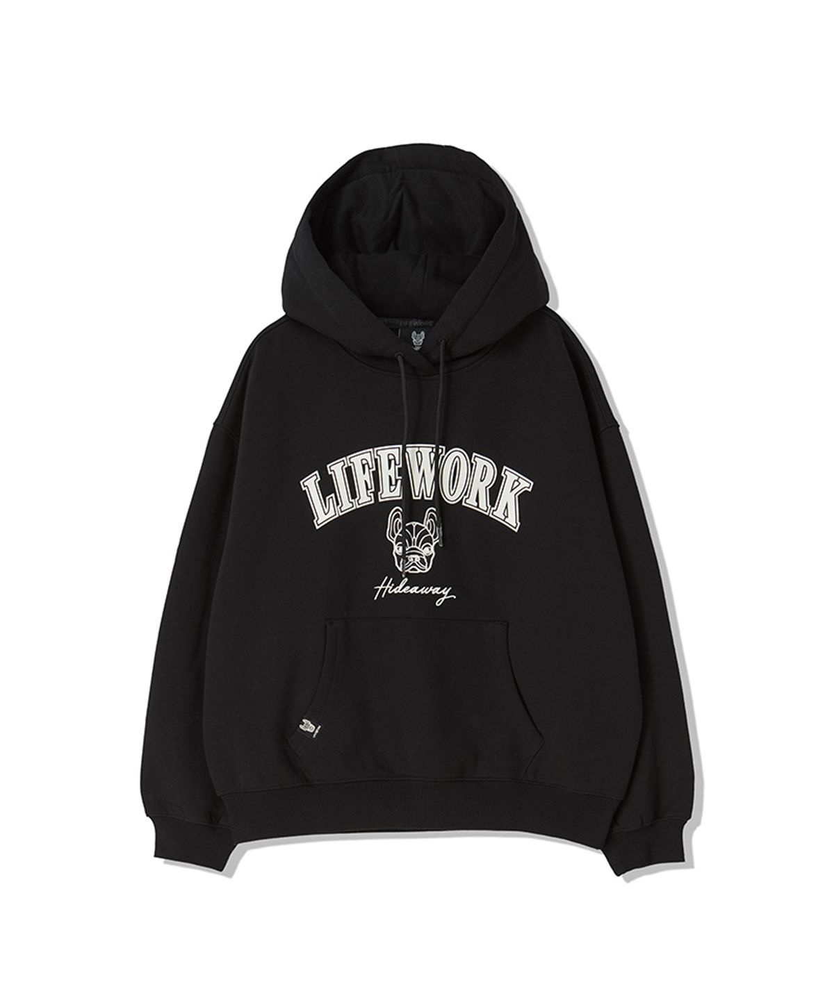 라이프워크(LIFEWORK) 여성) 아치로고 자수 기모 후드 티셔츠