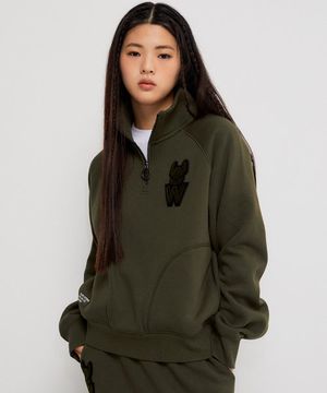 여성) 부클자수 기모 반집업 맨투맨