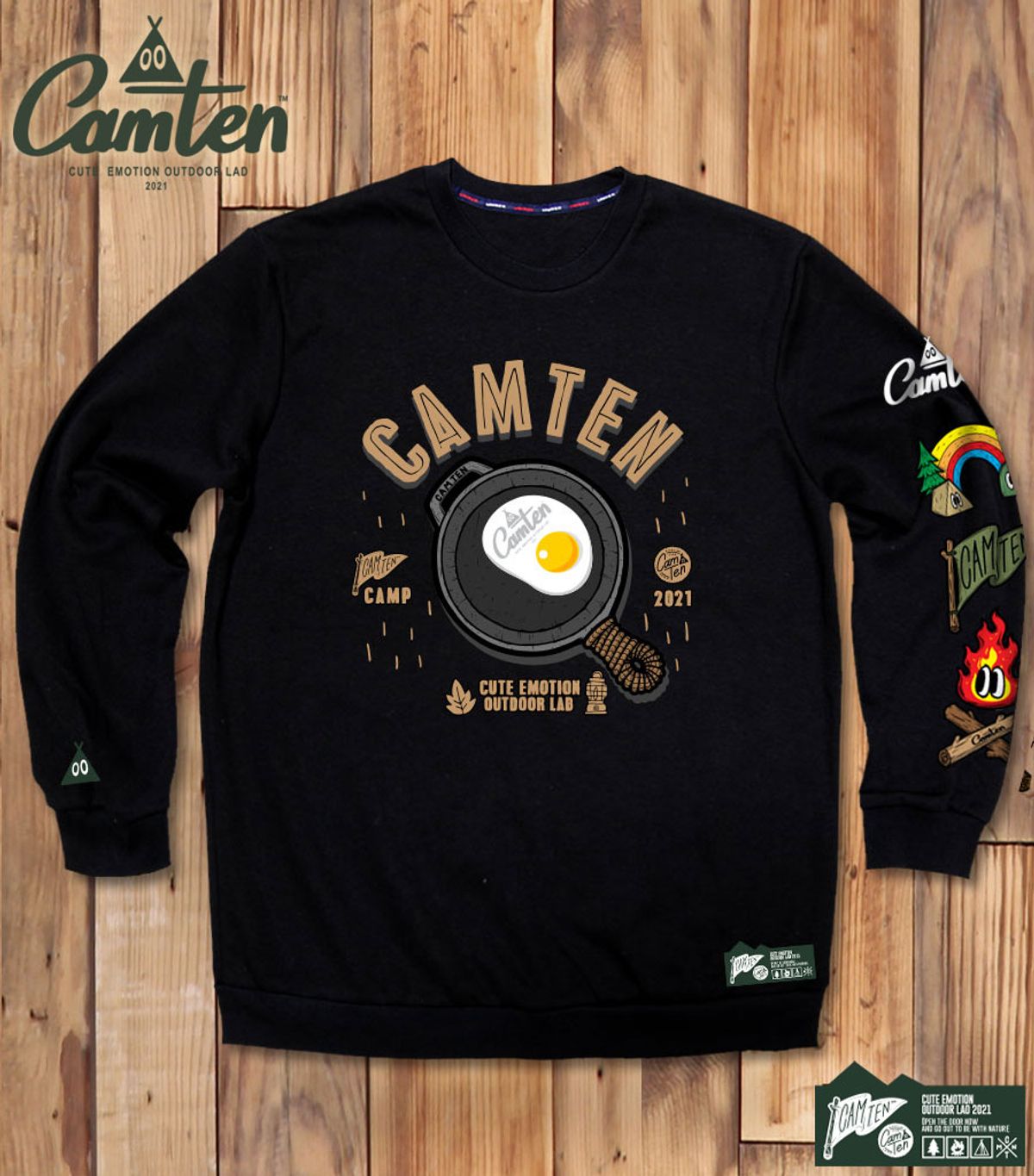 돌돌(DOLDOL) Camten-mtm-70 감성 캠핑 브랜드 캠텐 캐릭터 그래픽 맨투맨 긴팔티