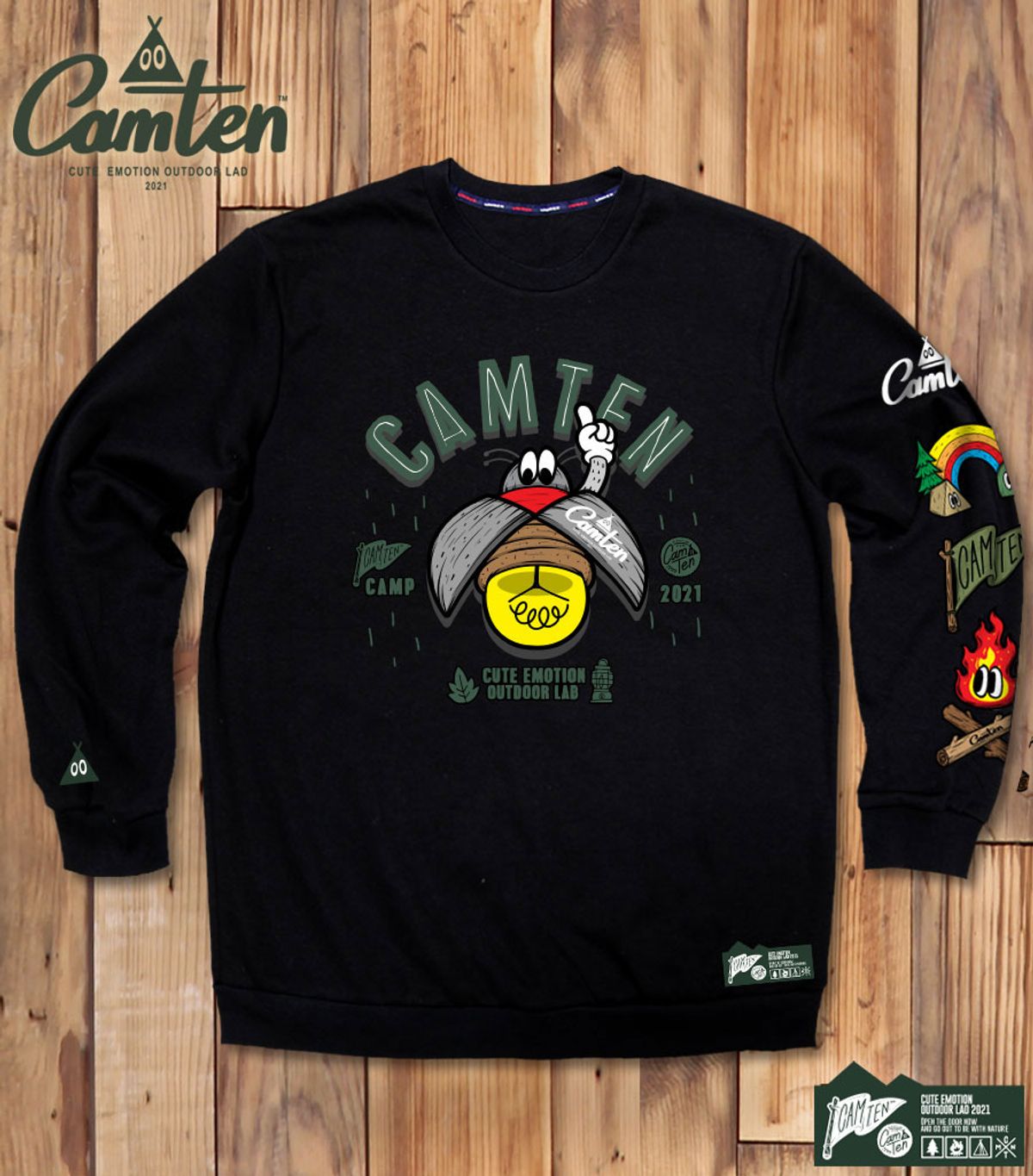 돌돌(DOLDOL) Camten-mtm-72 감성 캠핑 브랜드 캠텐 캐릭터 그래픽 맨투맨 긴팔티