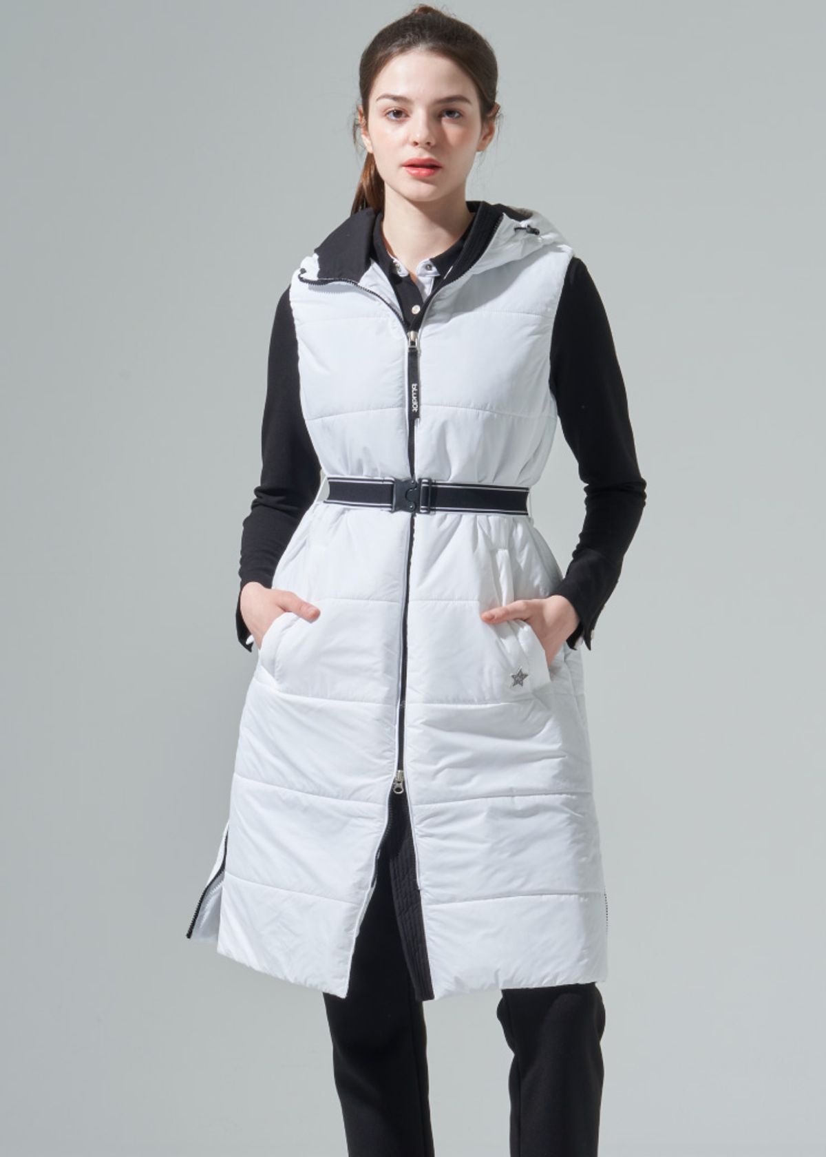 블루닷(BLUDOT) 롱 패딩 베스트_WH