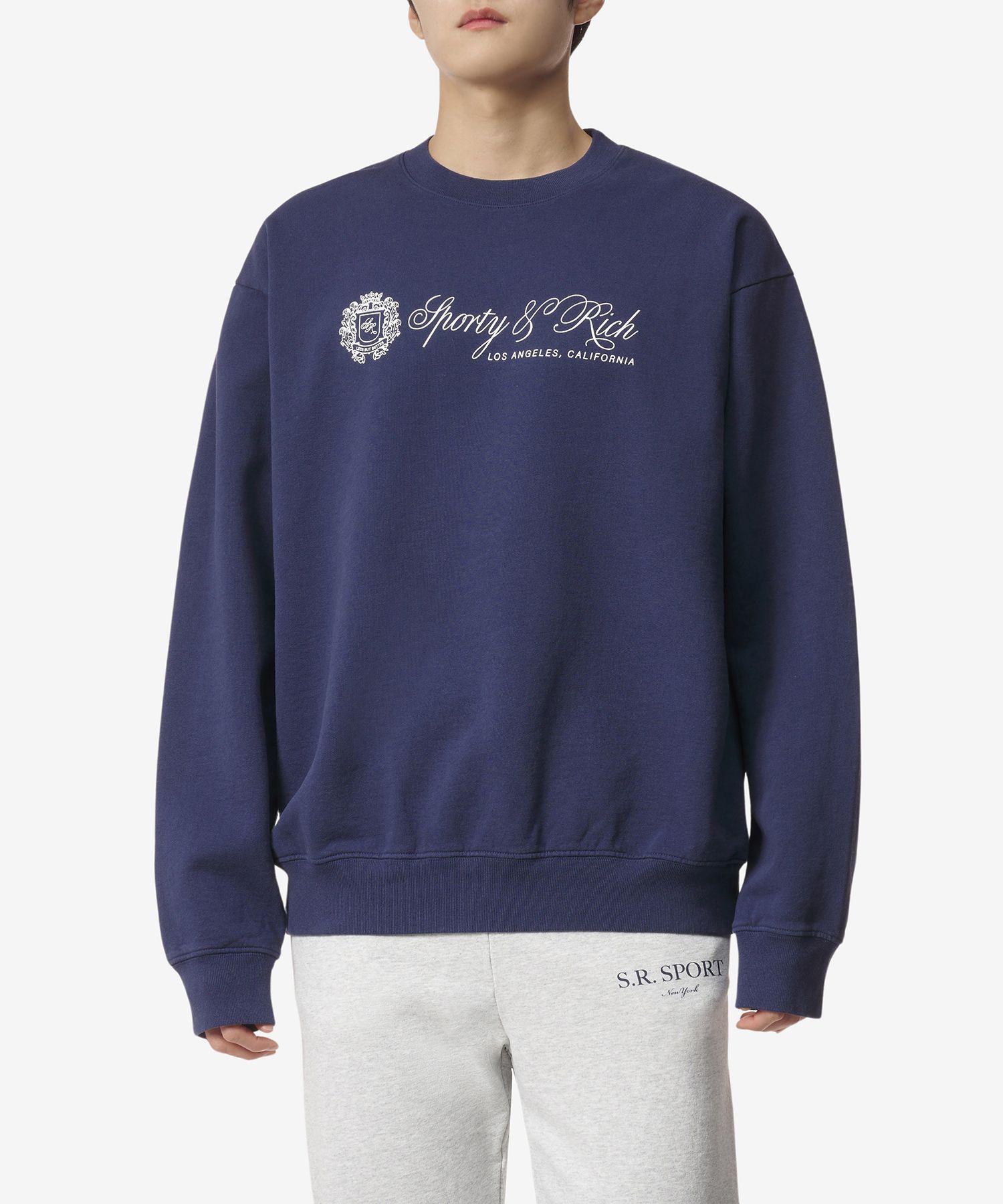 ★Sporty & Rich★ Classic Sweatshirt Navy CRAW2353NA CRAW235 Sporty & Rich Regal Crewneck Sweatshirt 'Navy' – Limited Edt