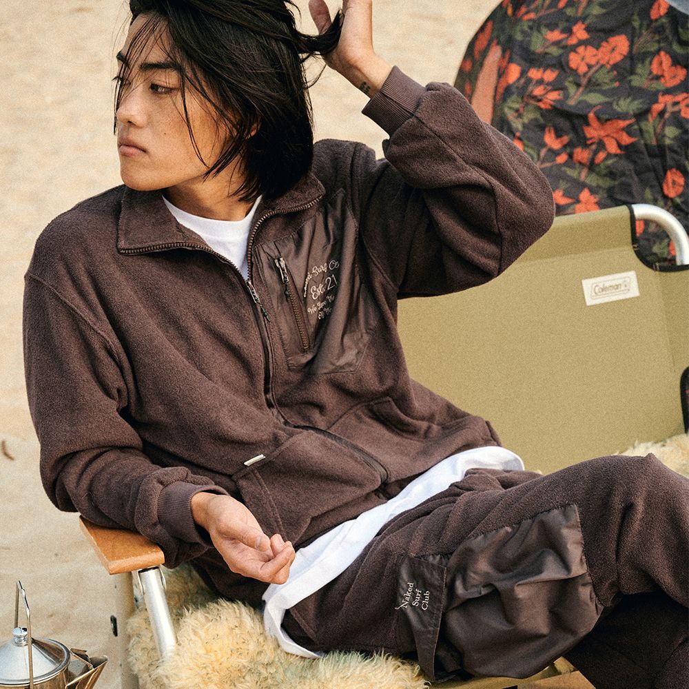 ★24時間限定値下げ★  ブラウン トラックジャケット MUSINSA公式 | NAKED SURF CLUB ソフト起毛テリートラックジャケット