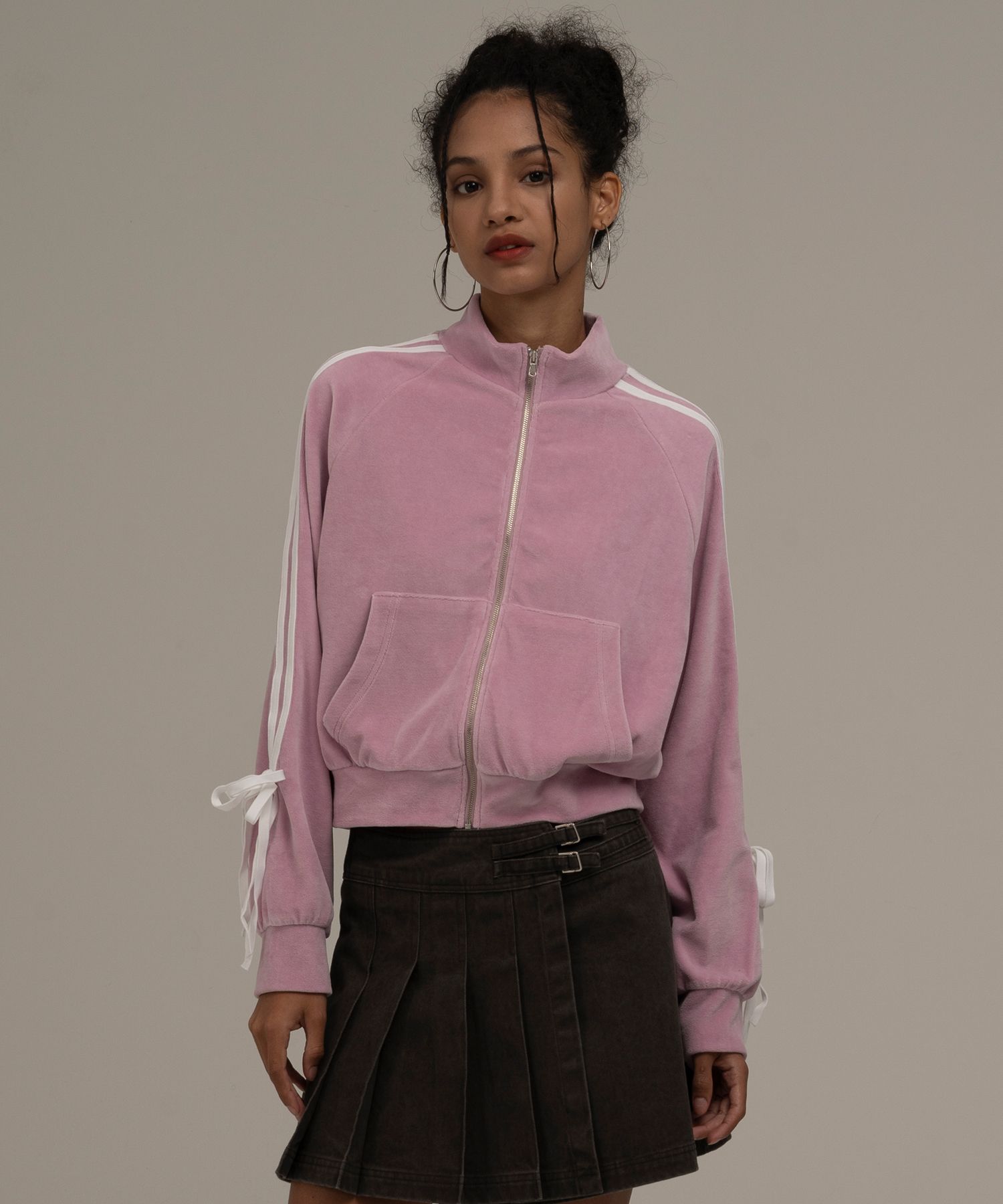 MUSINSA | MIDNIGHT MOVE 4 line zip up (pink)