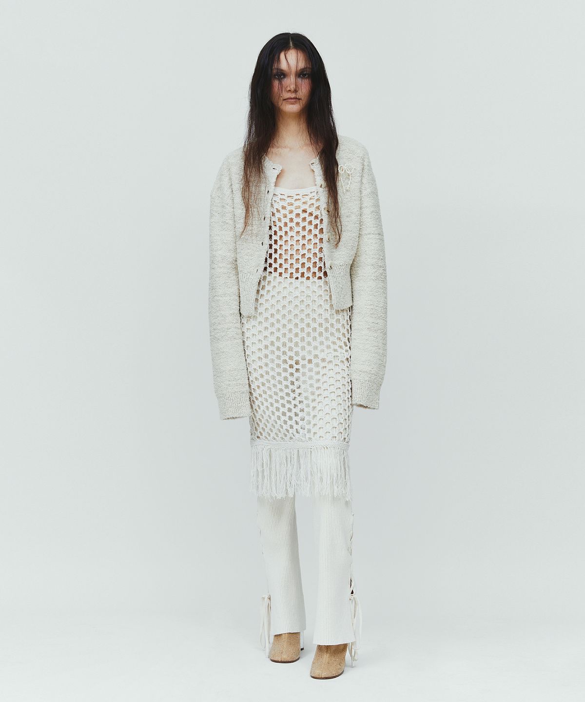 다이애그널(DIAGONAL) BOUCLE METAL CARDIGAN (ivory)