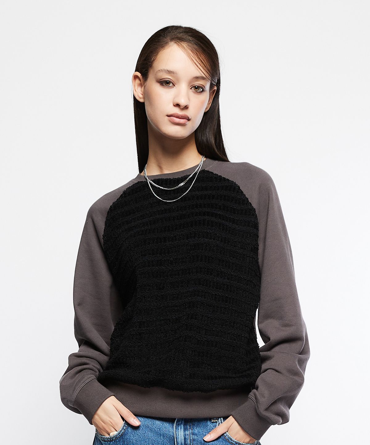 라티젠(LARTIGENT) L7 WAFFLE KNIT SWEATSHIRT(CHARCOAL)