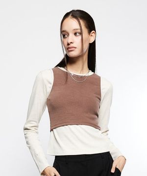 L7 SLIM LAYERED T-SHIRT SET(BROWN)