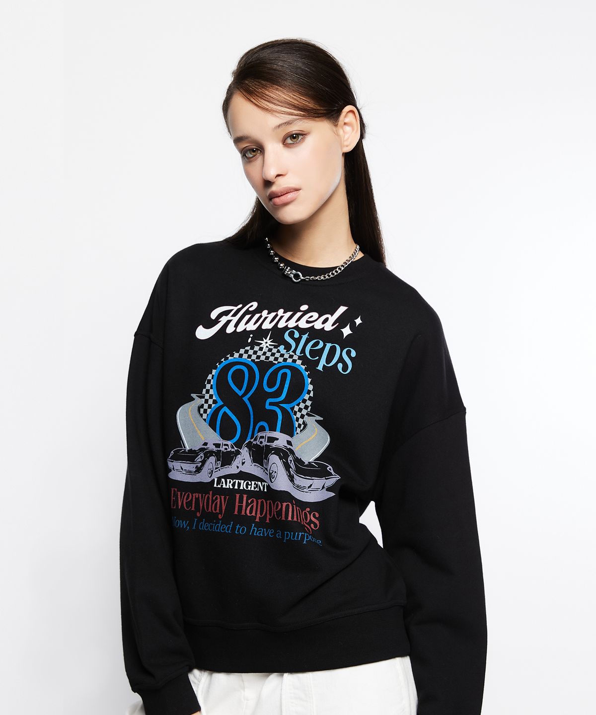 라티젠(LARTIGENT) L7 OLDCAR 83 SWEATSHIRT(BLACK)