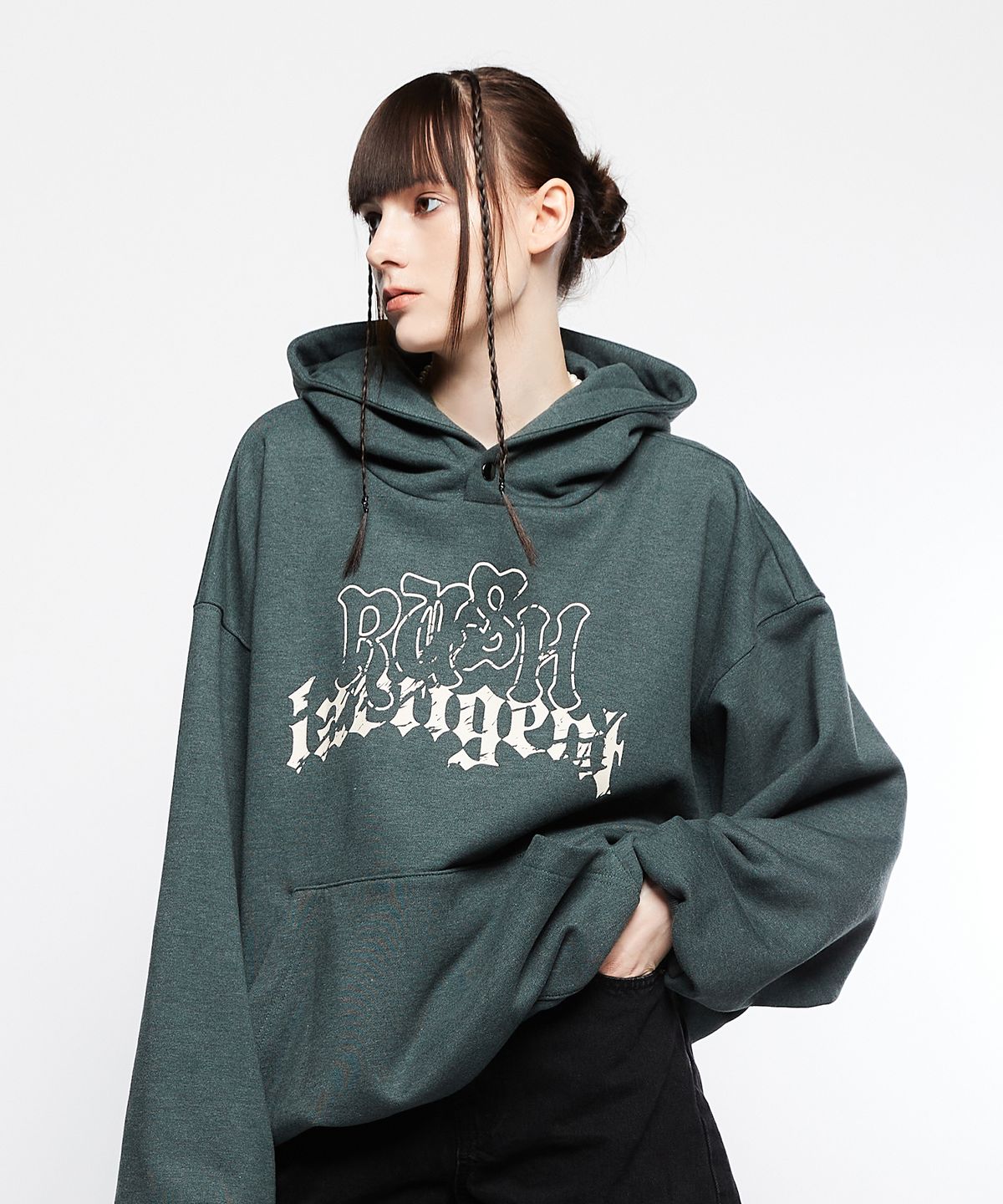 라티젠(LARTIGENT) L7 OVER STRING HOODIE(GREEN)