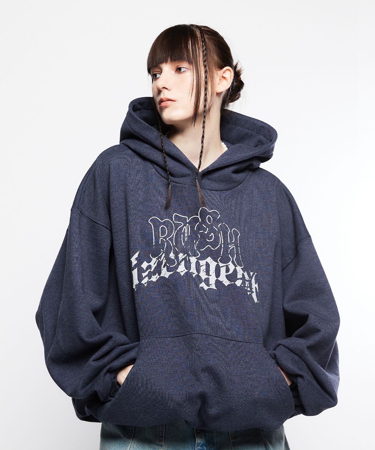 라티젠(LARTIGENT) L7 OVER STRING HOODIE(NAVY)