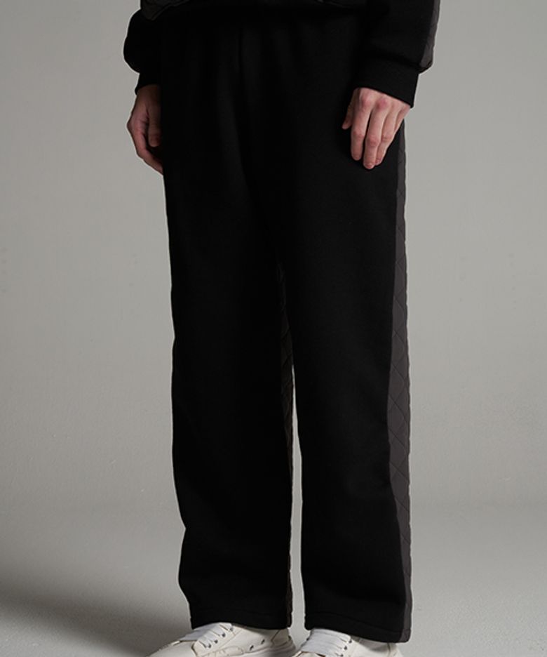 Padding set-up wide banding pants black