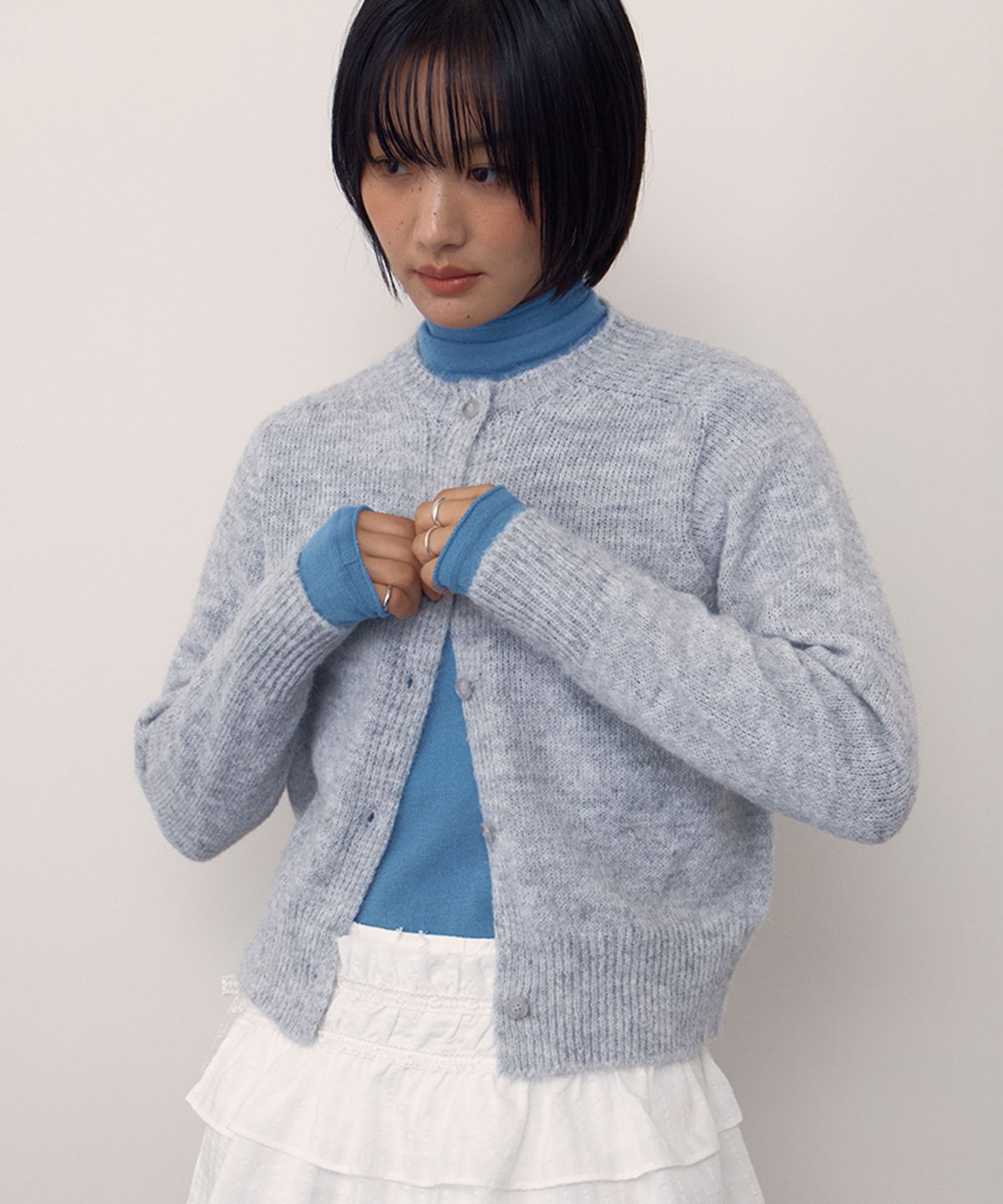 셀리테일즈(CELITAILS) WHOLEGARMENT BUTTON CARDIGAN_GREY