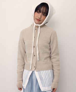 WHOLEGARMENT BUTTON CARDIGAN_BEIGE