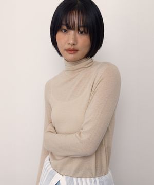 WOOL WHOLEGARMENT TURTLENECK_BEIGE