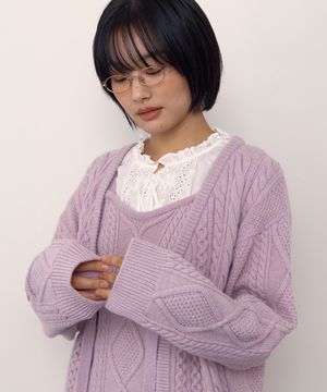 RIBBON CABLE CARDIGAN_PURPLE
