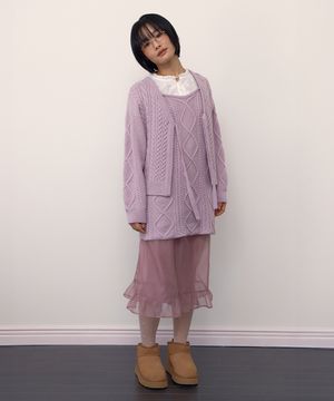 CABLE KNIT DRESS_PURPLE