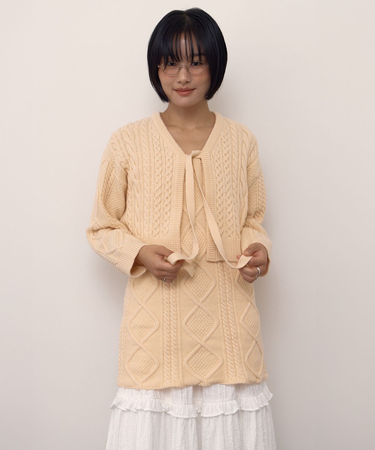 셀리테일즈(CELITAILS) CABLE KNIT DRESS_YELLOW