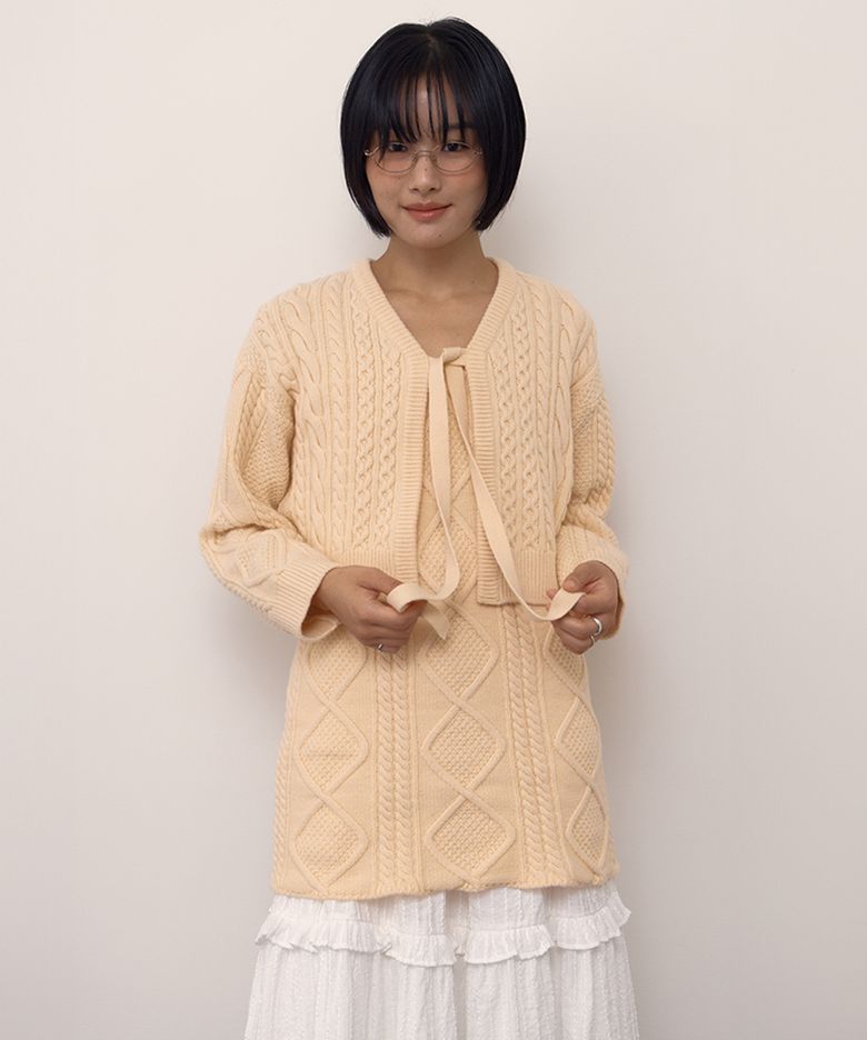 CABLE KNIT DRESS_YELLOW