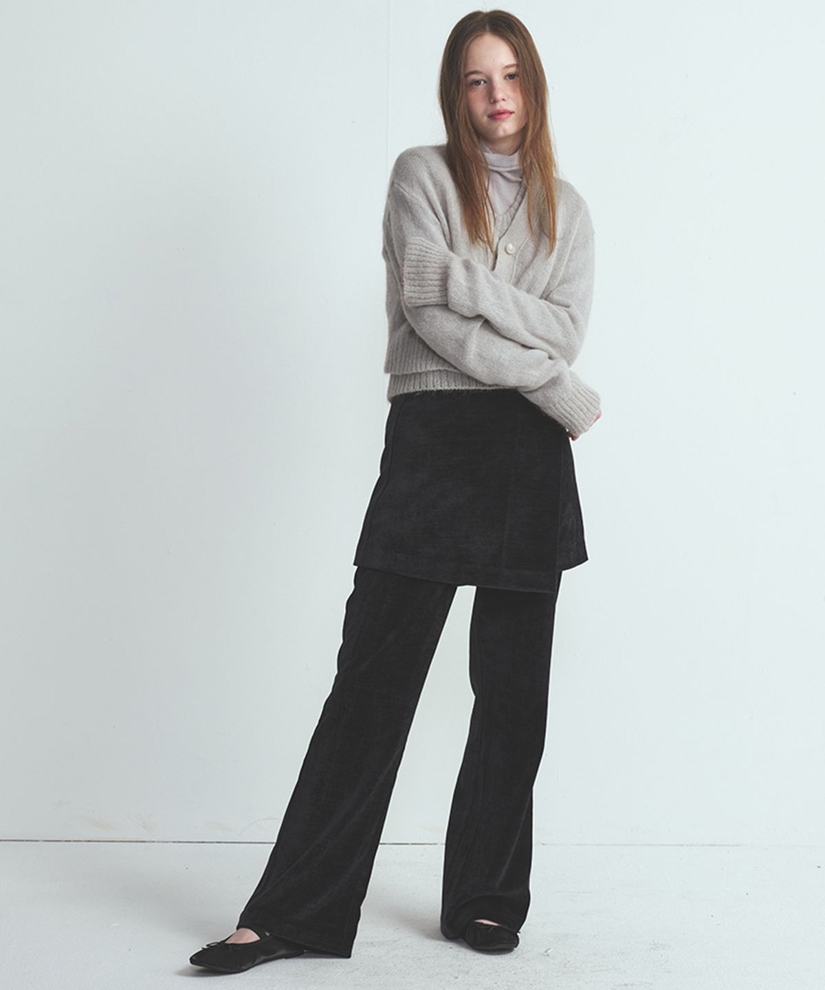 셀리테일즈(CELITAILS) SKIRT LAYERED PANTS_BLACK