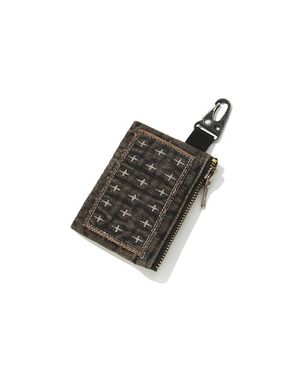 Patchwork denim card wallet / Vintage black