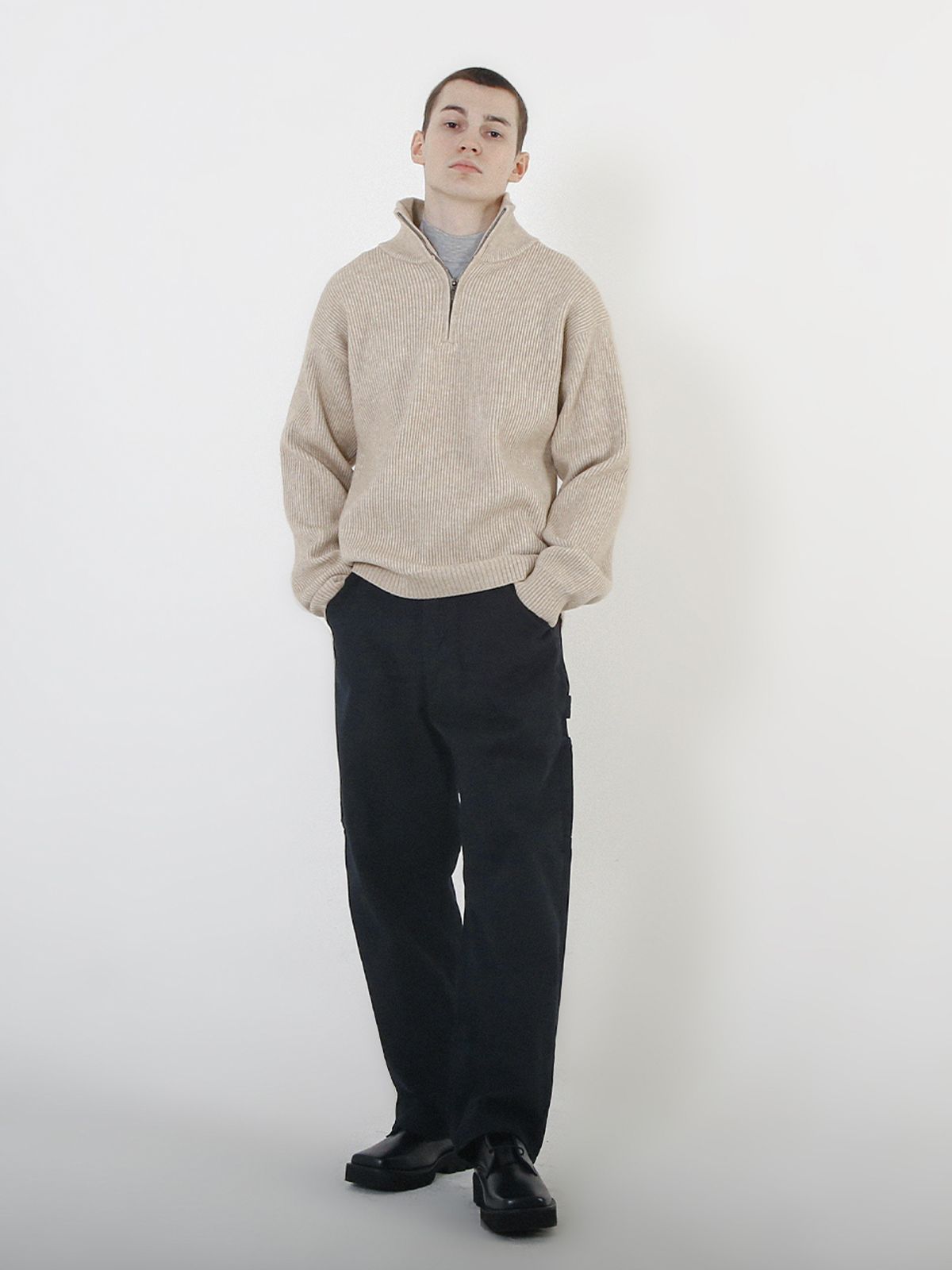 챈세스노이(CHANCE'S NOI) Modal Knit Half Zip-up (Oatmeal)