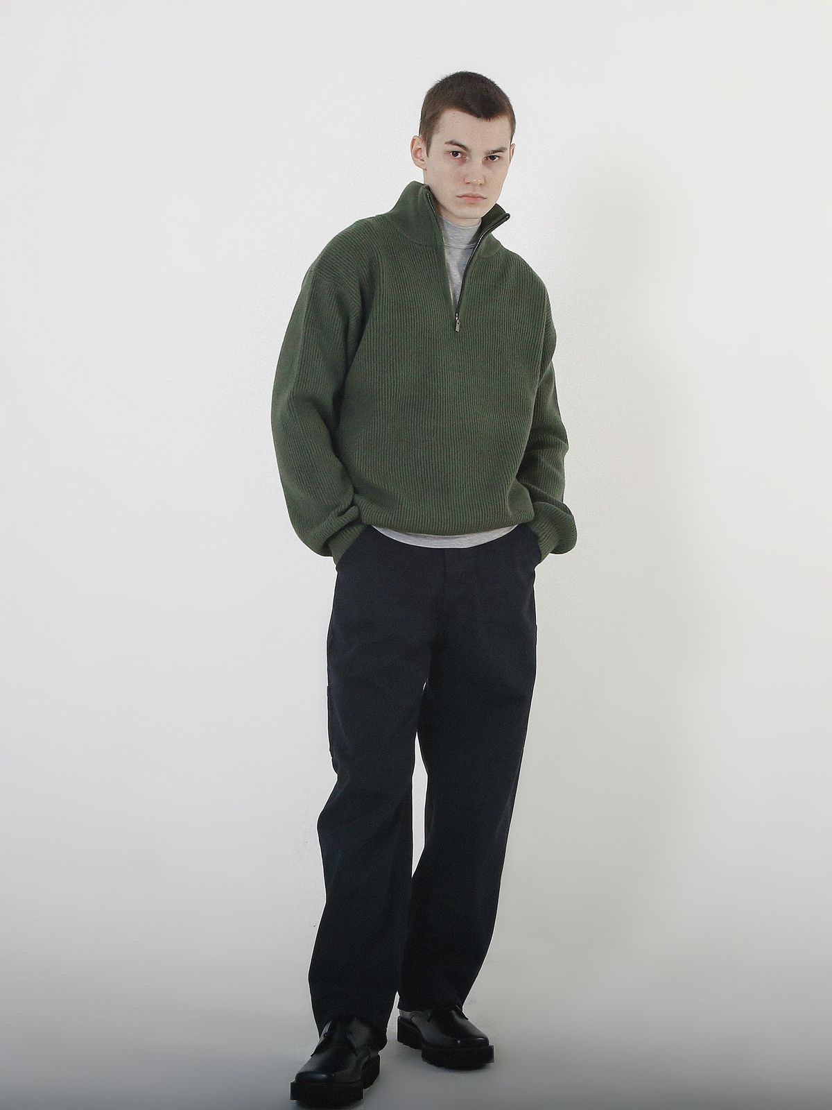 챈세스노이(CHANCE'S NOI) Modal Knit Half Zip-up (Green)