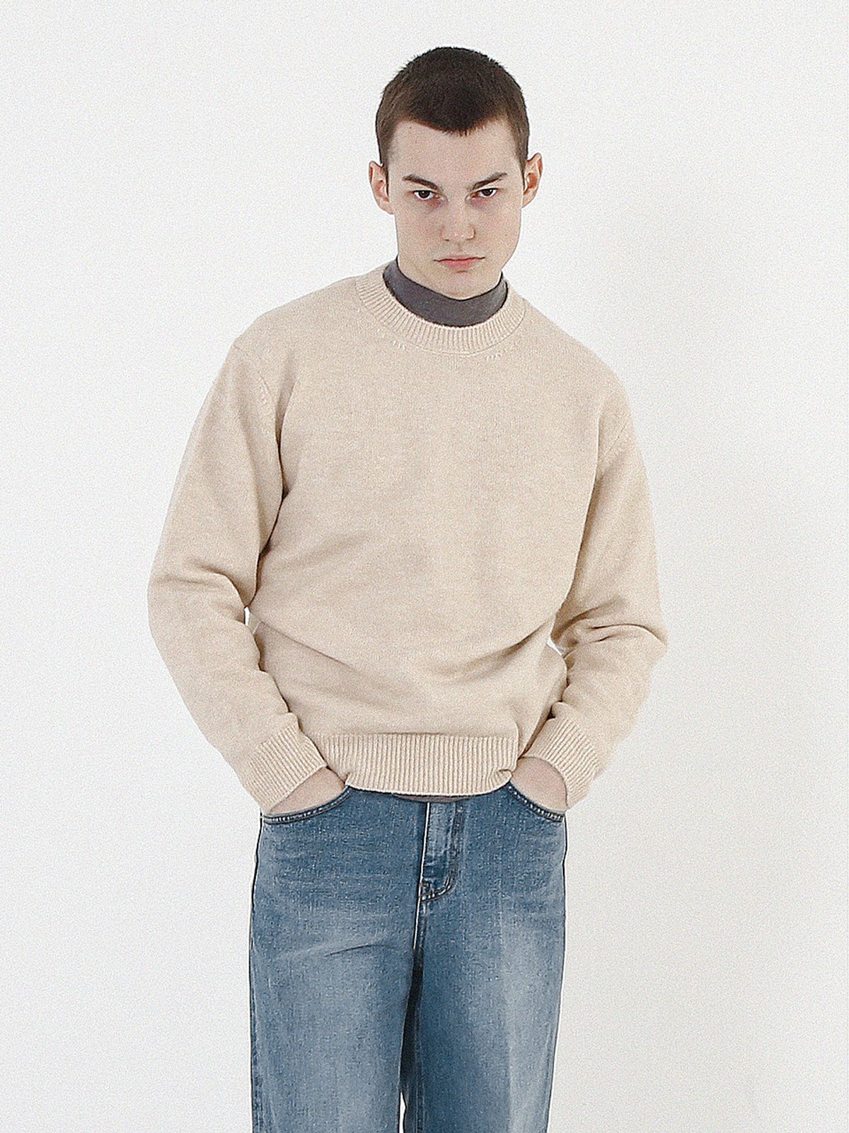 챈세스노이(CHANCE'S NOI) Anti-Filling Soft Wool Knit (Cream)