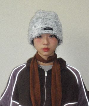 헤어리 니트 비니모자_화이트