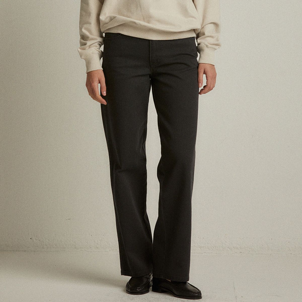 라르고(LARGO) Straight cotton jeans (charcoal)