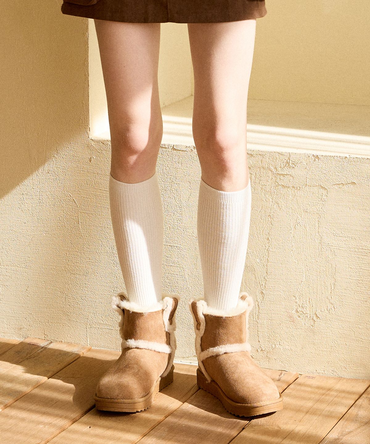 핑크파인애플(PINK PINEAPPLE) [2PAIRS 1SET] RIBBED KNEE SOCKS_WHITE