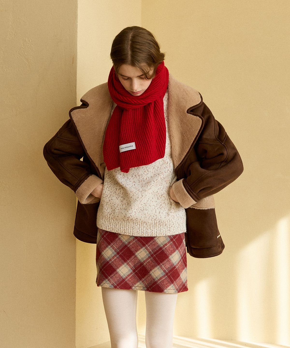 핑크파인애플(PINK PINEAPPLE) BASIC RIB MUFFLER_RED