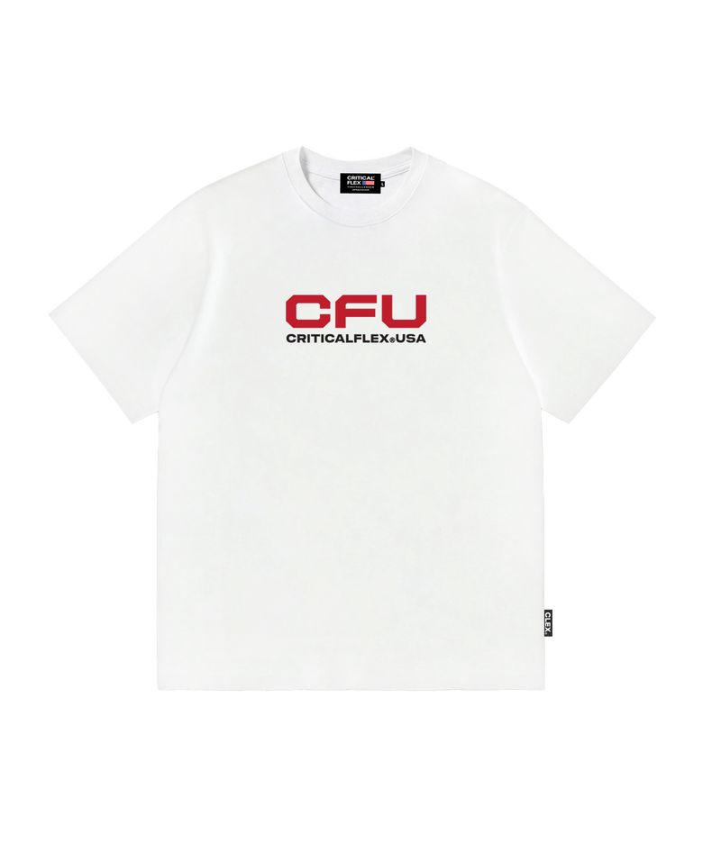 CFU 스퀘어 로고 반팔티 화이트/레드