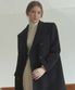 Wool Blend Double Coat - Black