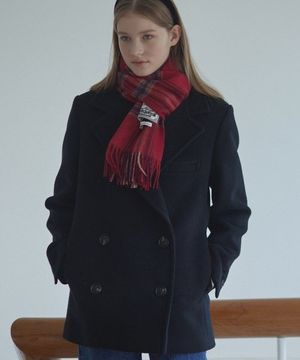 Wool Double Pea Coat - Black