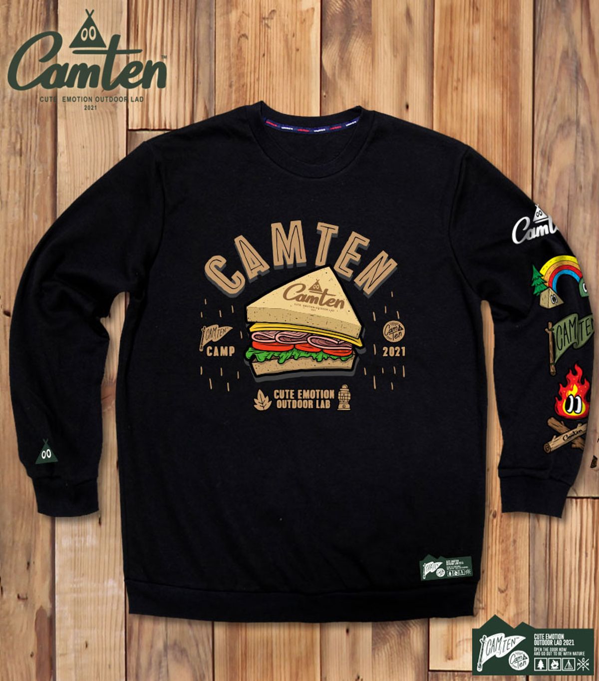 돌돌(DOLDOL) Camten-mtm-79 감성 캠핑 브랜드 캠텐 캐릭터 그래픽 맨투맨 긴팔티