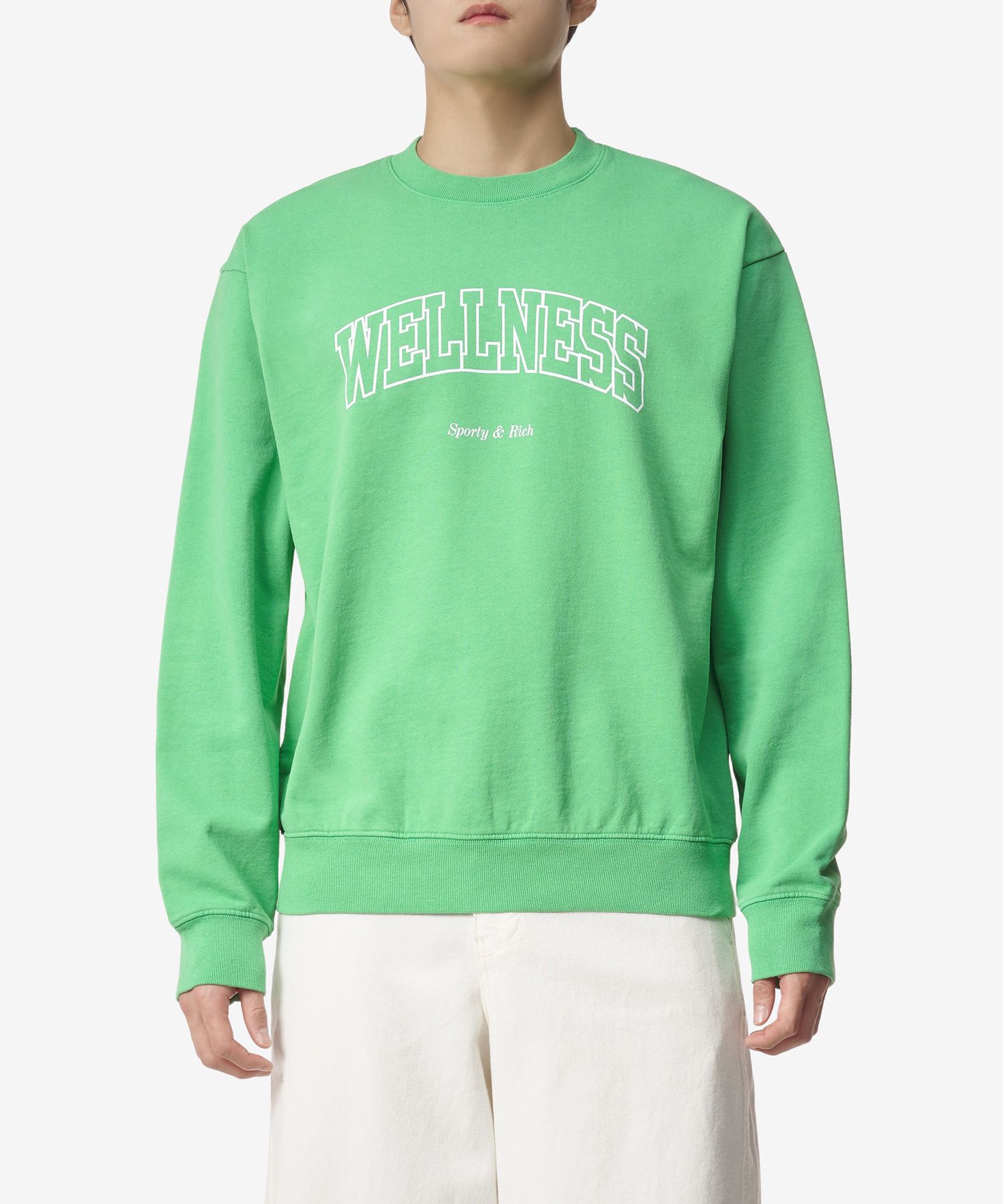 スウェット・トレーナー Sporty & Rich Wellness Ivy Crewneck Man to Man Verde CRAW235 Wellness Ivy Crewneck Sweatshirt Ash Grey Green Print | The