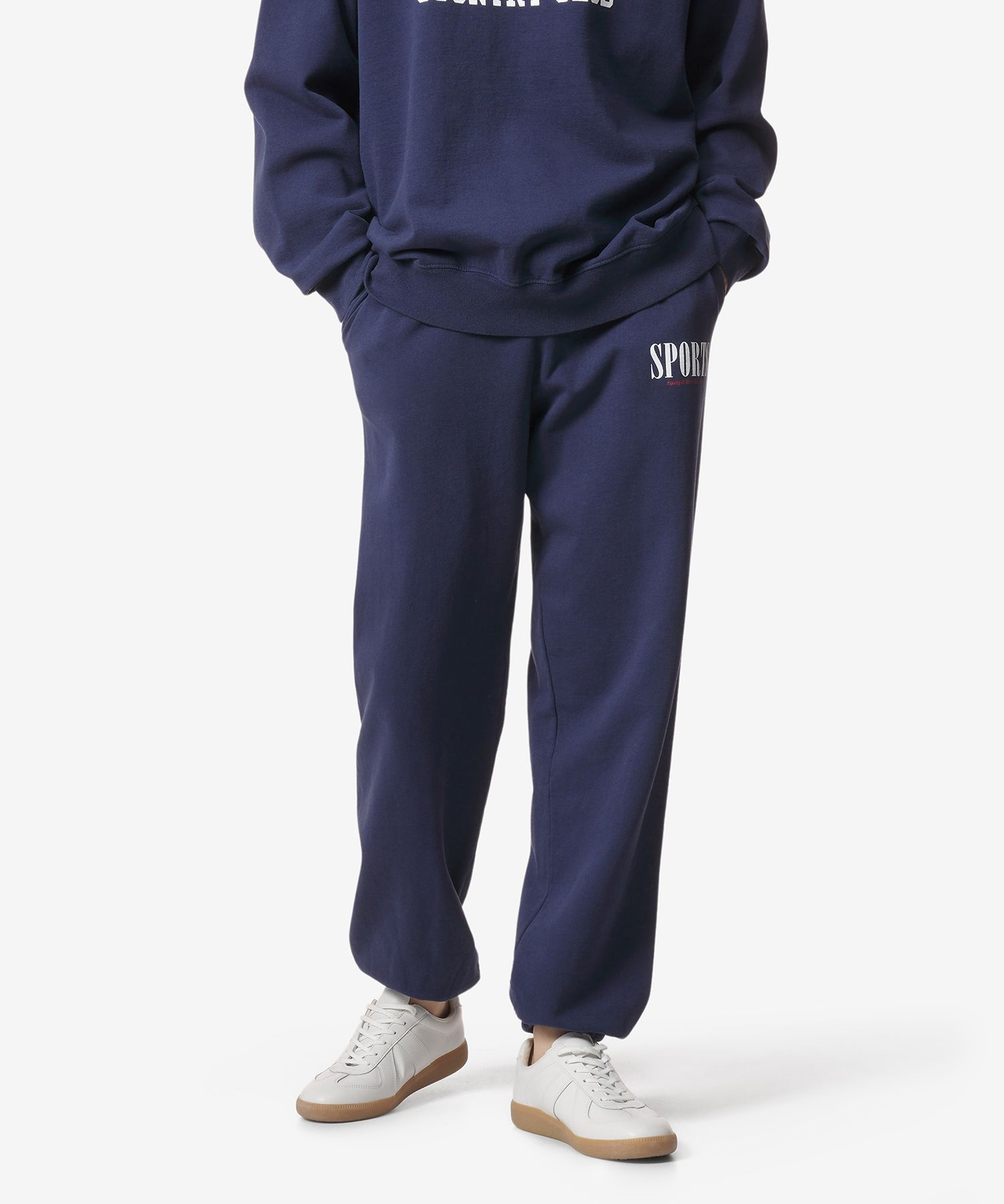 ボトムスその他 Sporty & Rich Sports Sweatpants Navy SWAW238NA SWAW238NAFW23 Serif Logo Sweatpant - Navy/White – Sporty & Rich