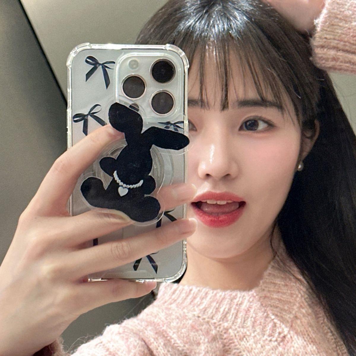 일육팔센치케이스(168CM) 아이폰 맥세이프 그립 스마트톡 거치대 블랙 래빗