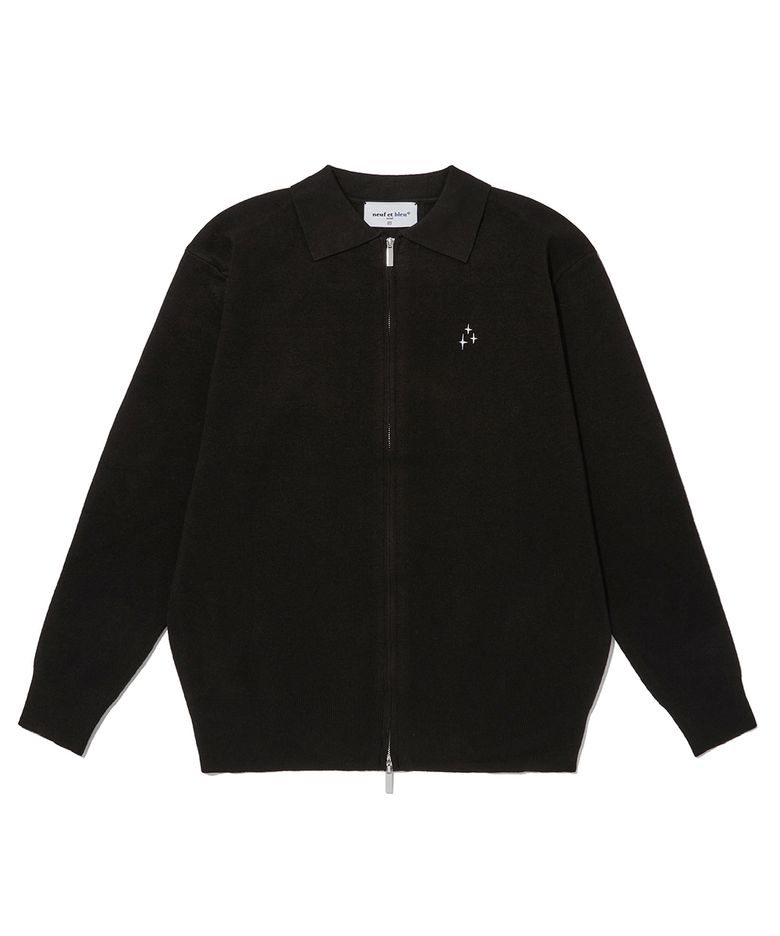 NEB collar knit zipup (black)
