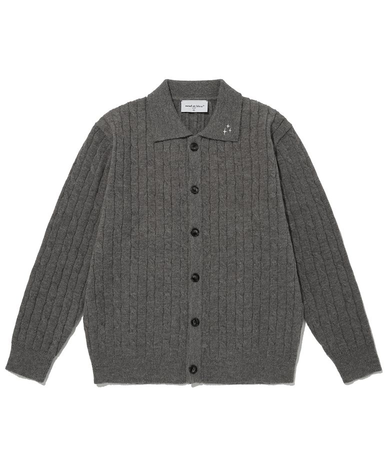 NEB cable knit cardigan (gray)
