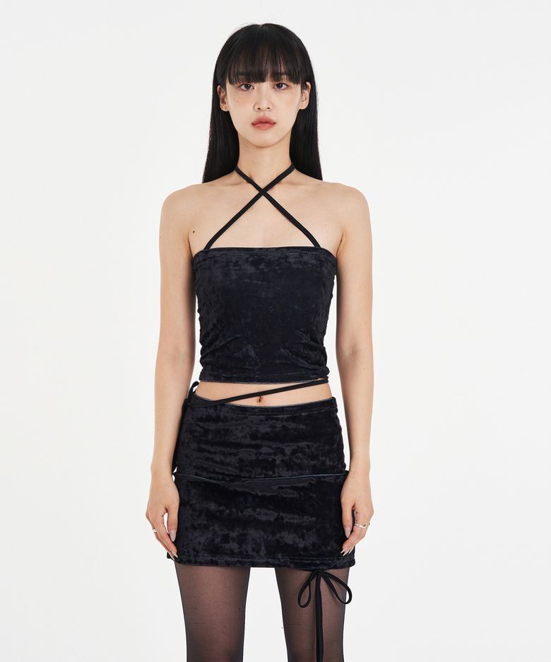 VELVET STRING TUBE TOP (BLACK)