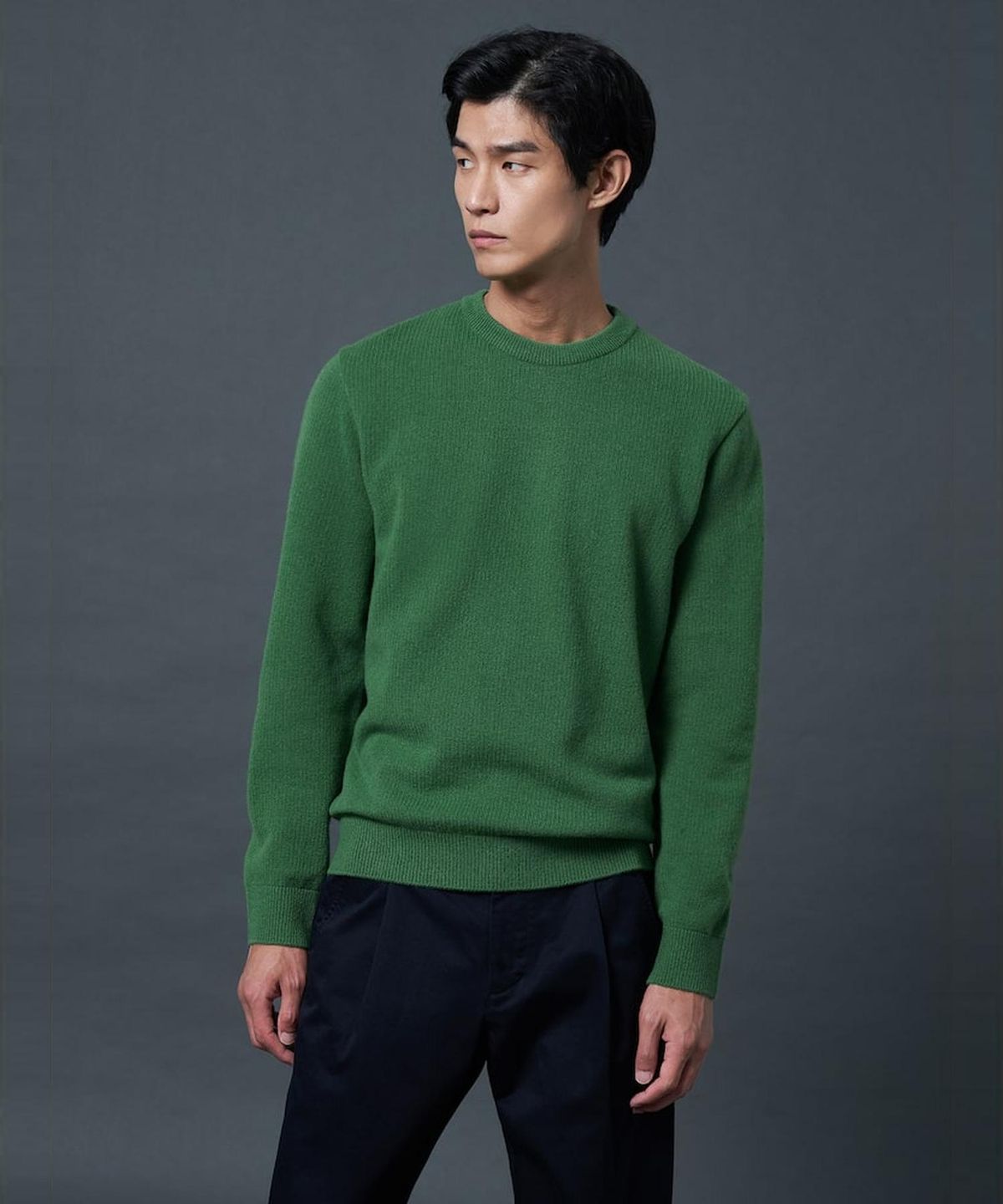 시프트지(SHIFT.G) Wool Texture Crewneck Sweater  Green