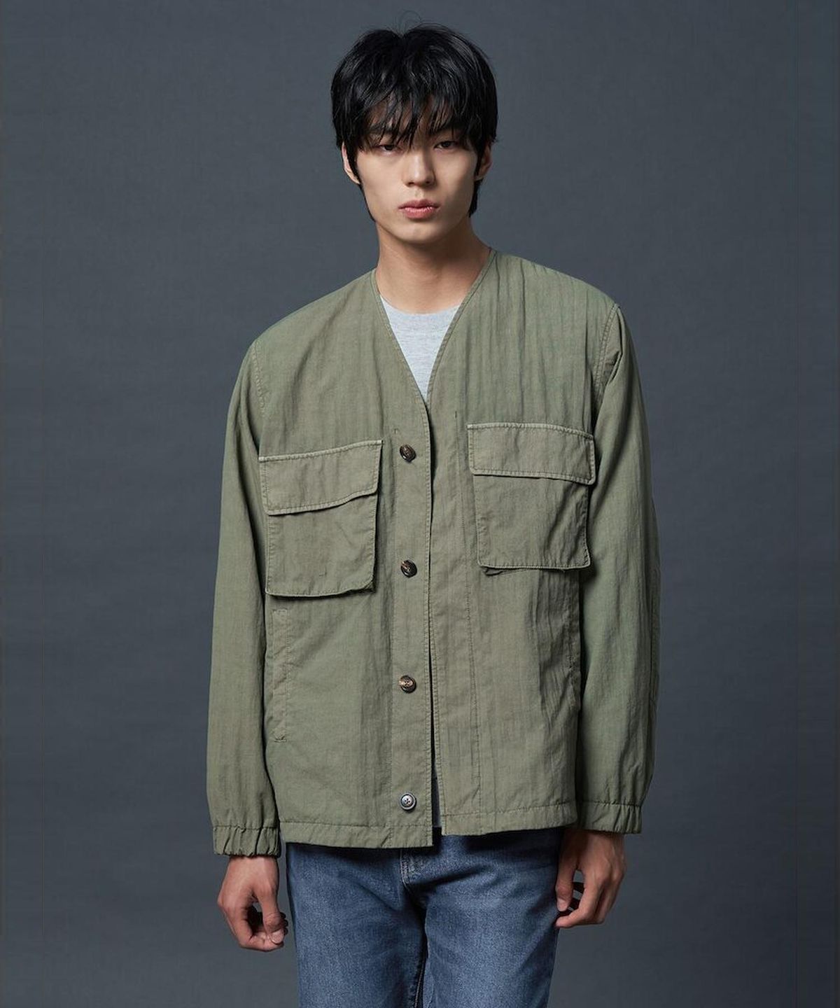 시프트지(SHIFT.G) GarmentDyed Module Jumper  Khaki