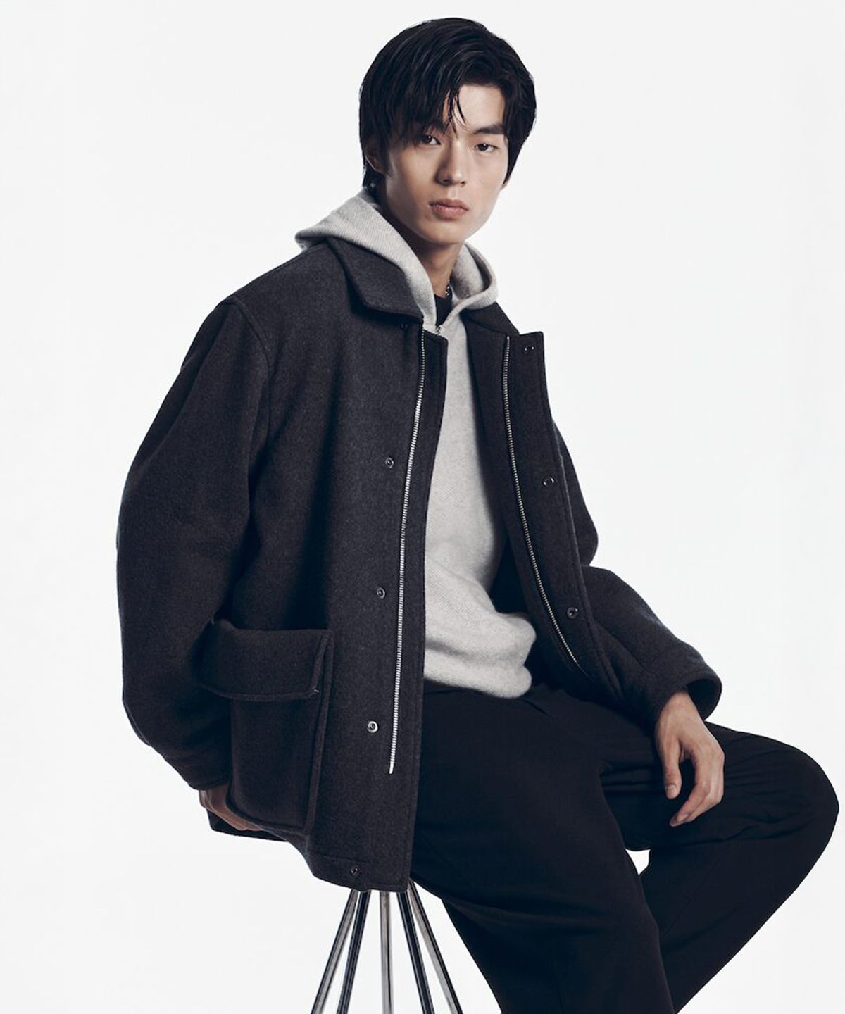 시프트지(SHIFT.G) Wool Blended Overfit Safari  Ash