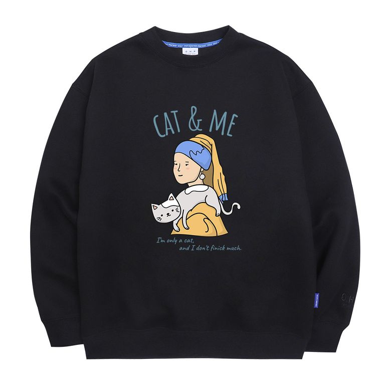 OHP X GOODD 진주귀걸이를 한 소녀 기모 맨투맨
