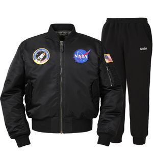 NASA 나사 남녀공용 양면 항공패딩점퍼+면 조거팬츠 상하세트 [블랙]