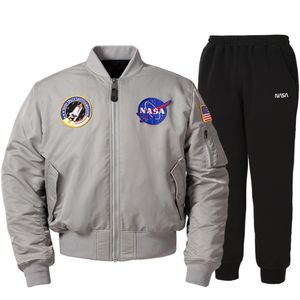 NASA 나사 남녀공용 양면 항공패딩점퍼+면 조거팬츠 상하세트 [라이트그레이+블랙]
