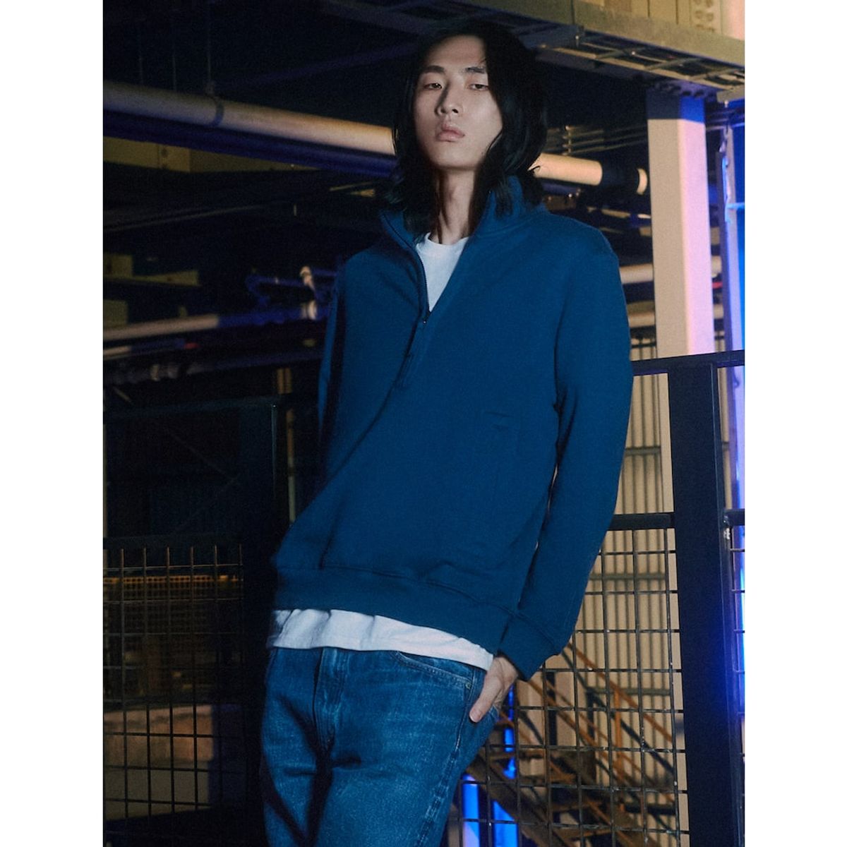 시프트지(SHIFT.G) ITS Half Zipup Sweatshirts  Blue
